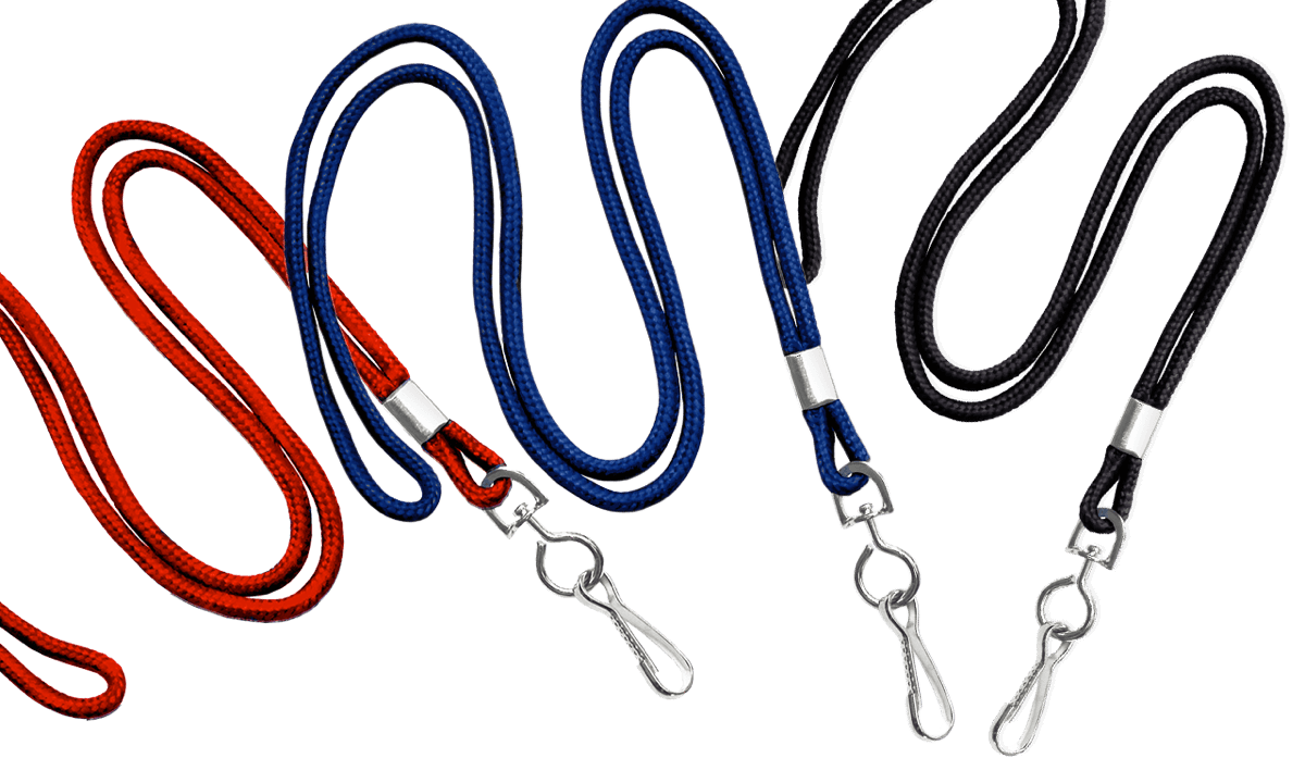 Lanyards redondos de 3mm com mosquetão giratório metálico