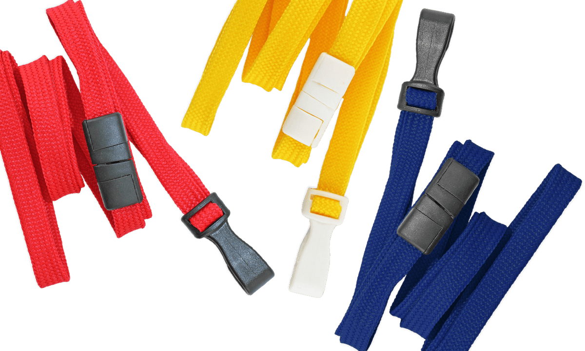 Lanyards tubulares de 10mm com fecho de segurança e gancho plástico
