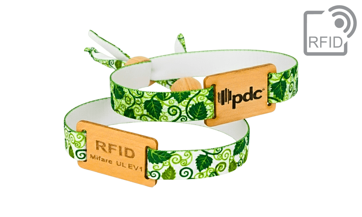 Pulseiras RFID de cetim reciclado com slider de madeira e fecho deslizante de bambu, Kyoto
