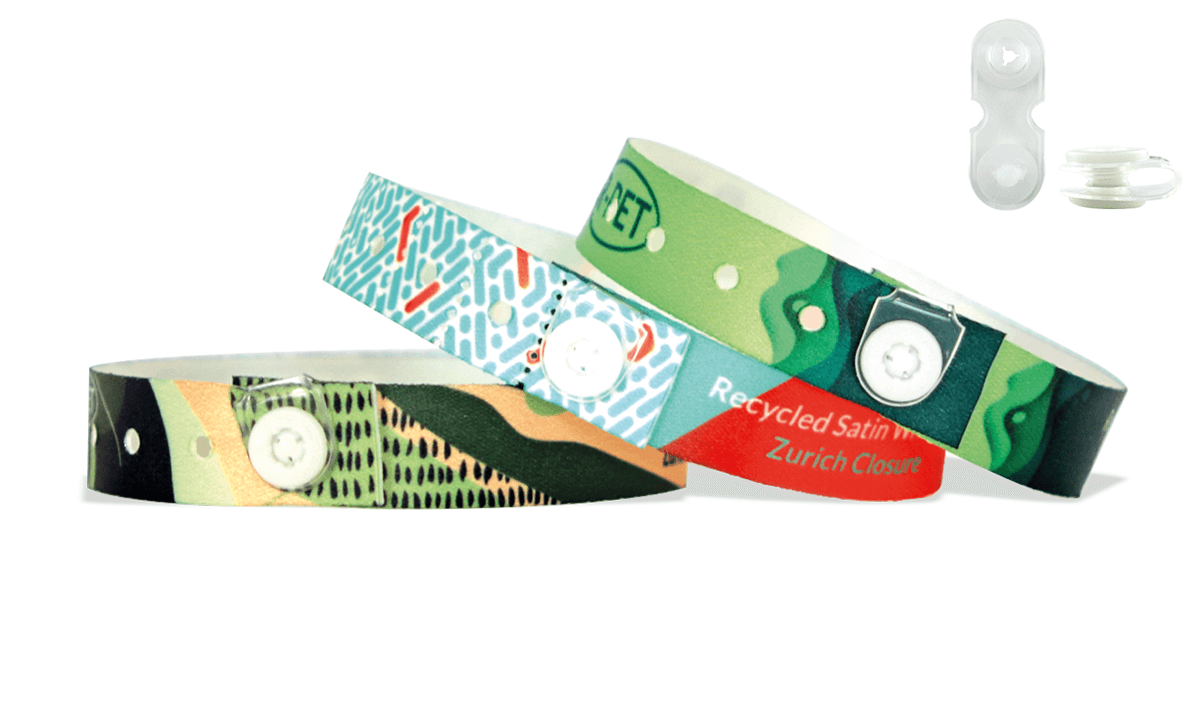 Pulseiras de cetim em P.E.T. reciclado com fecho de mola, Zurich
